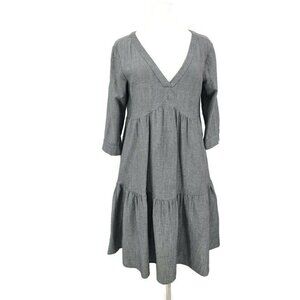 Cotelac Grey Tiered Tunic Dress Womens 1 8 Grey Cotton Wool Blend LS Pockets
